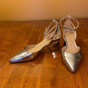 Franco Sarta Chrome Ankle Strap Pumps